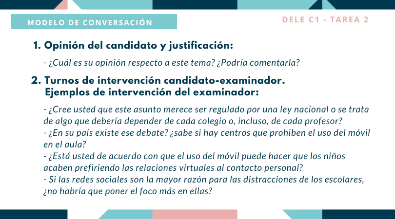 DELE C1 - Tarea 2 oral - Modelo de conversación. El móvil en el aula.