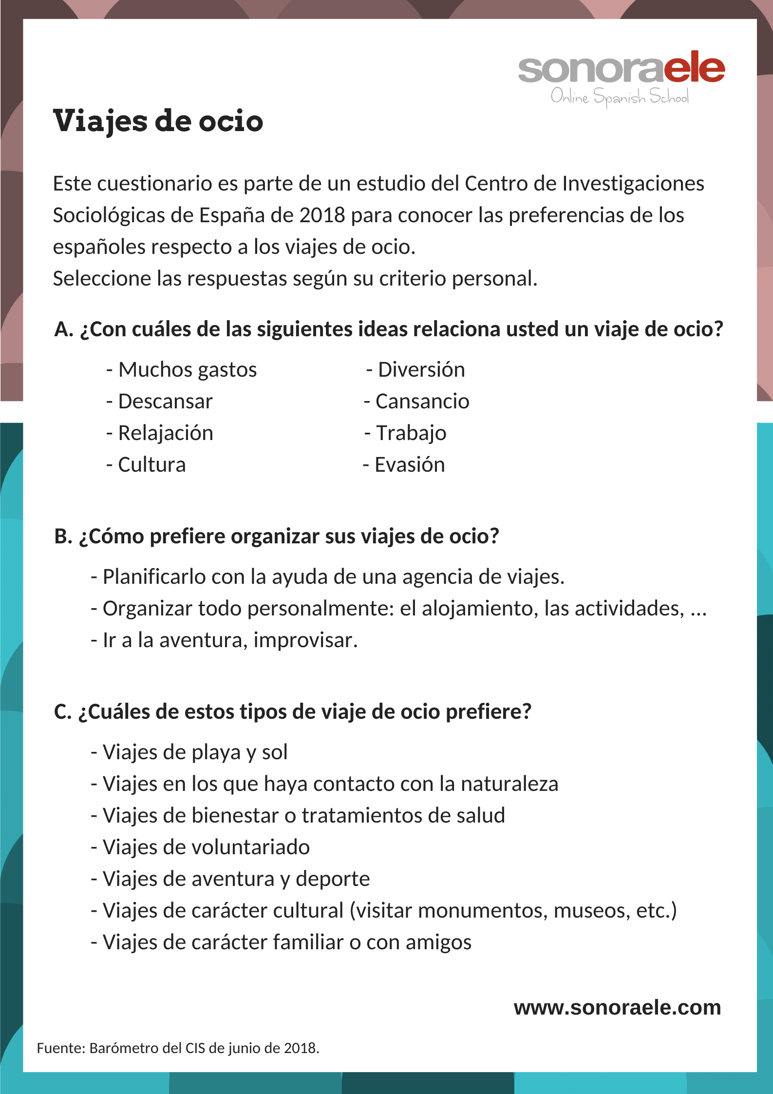DELE B2 Tarea 3 de Expresión oral.  Viajes de ocio 1