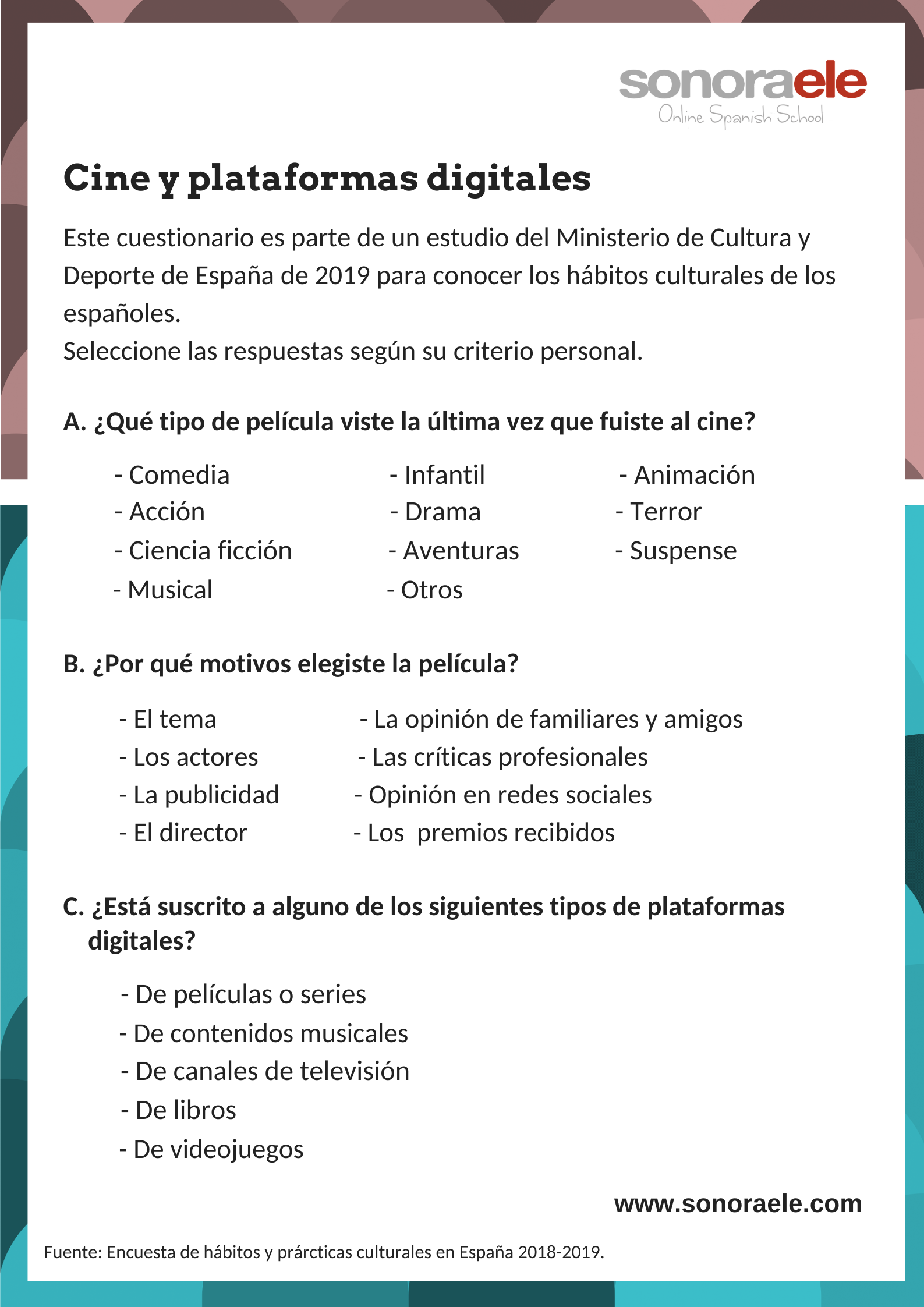 DELE B2. Tarea 3. Expresión Oral. Plataformas digitales 1. Español