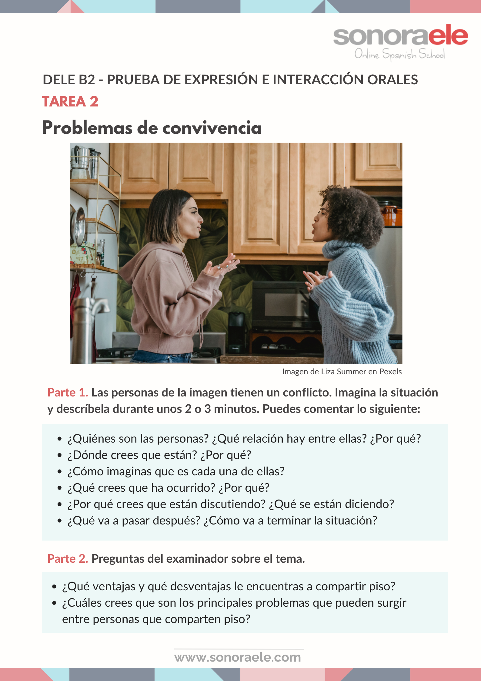 DELE B2 Tarea 2 EO Problemas de convivencia. Español.